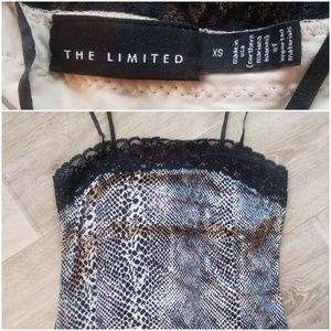 The Limited Black Cream Snake Print Lace Camisole